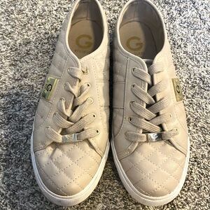 G by Guess Nude Sneakers with Textured Fabric and White Rubber Sole